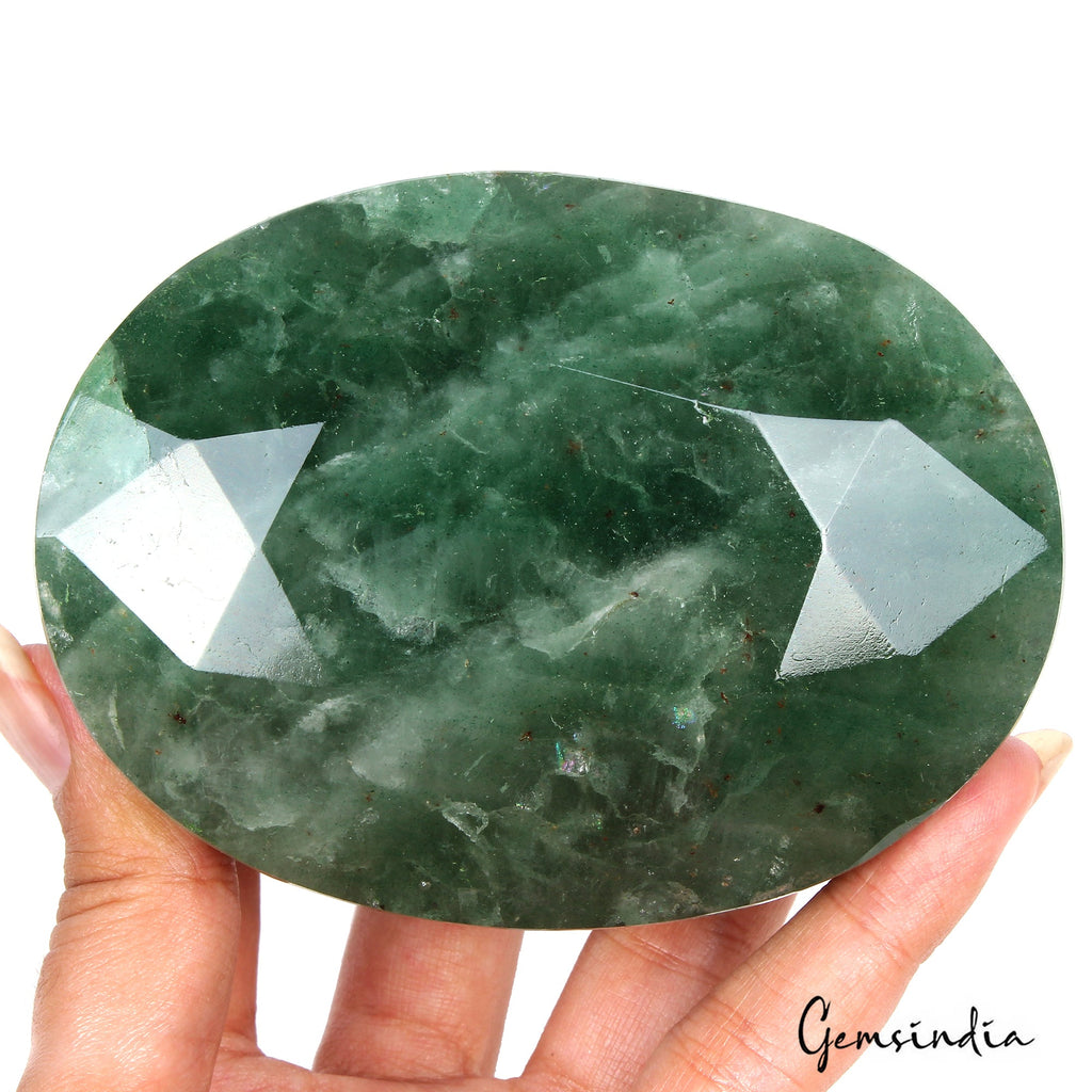 2570 Ct Natural Green Strawberry Quartz Oval Faceted Museum Size Loose Gemstone