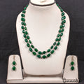 320 Cts Natural Green Quartz Gemstone Oval Beads Handmade Necklace w/ Earrings