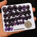 330 Cts/31 Pcs Natural Untreated Dark Purple Amethyst Oval Cab Loose Gems Lot