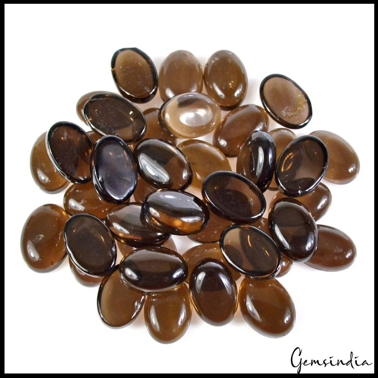 Smoky Quartz Lot, Cabochon, Untreated — 40 Pieces, 12x8mm, 173.60 Ct