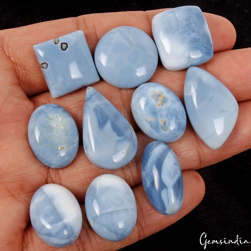 138.50 Ct/10Pcs Natural Untreated Australian Blue Opal Mix Cab Loose Gemstones