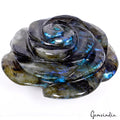 740 Ct Natural Untreated Blue Shine Labradorite Carved Rose Flower Rare Gemstone