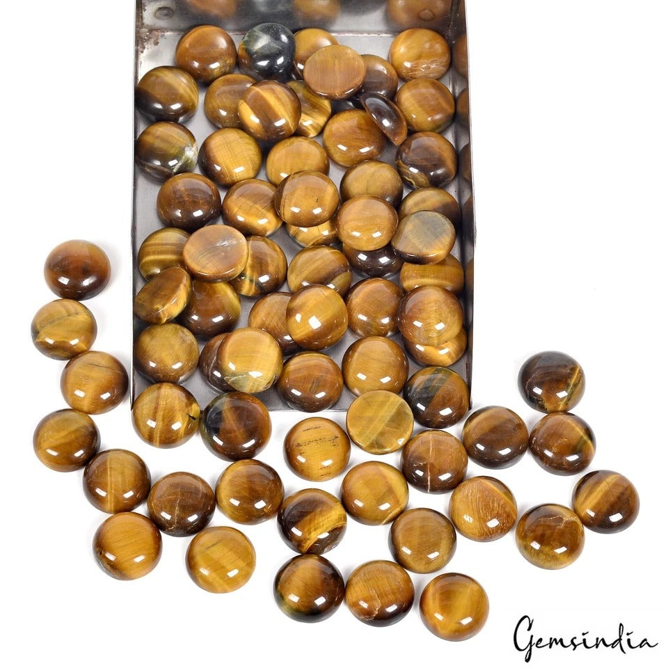 Tiger Eye Lot, Loose Gemstone, Untreated — 70 Pieces, 14mm, 640 Ct, Madagascar