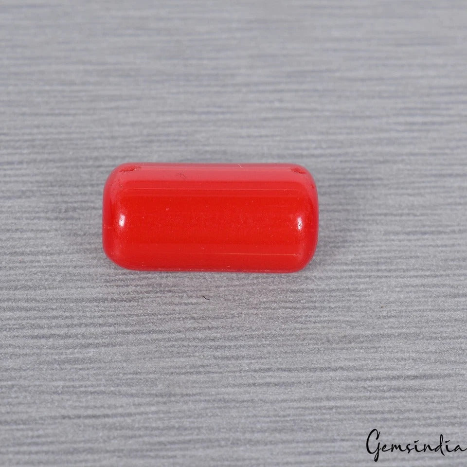 6.30 Carats Taiwan Coral Top Red Cylinder Capsule Cab Loose Gem For Ring~14/7mm