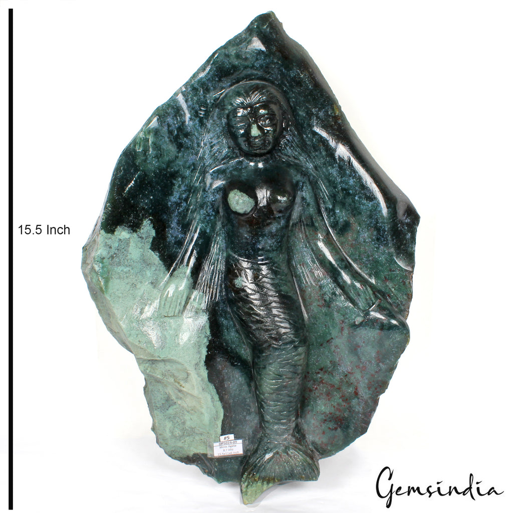 Moss Agate Carving — 15.5 inch, 9.7 Kg, India
