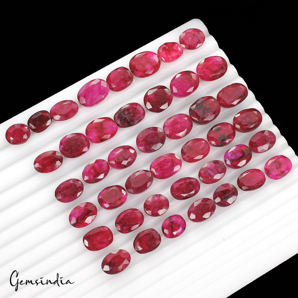 Natural Red Pink Beryl Oval Faceted Loose Wholesale Gemstone Lot 310 Ct/ 43 Pcs