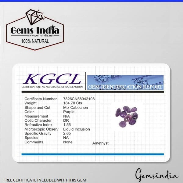 Amethyst Lot, Cabochon, Untreated, Purple — 8 Pieces, 19mm to 28mm, 184.70 Ct, Madagascar