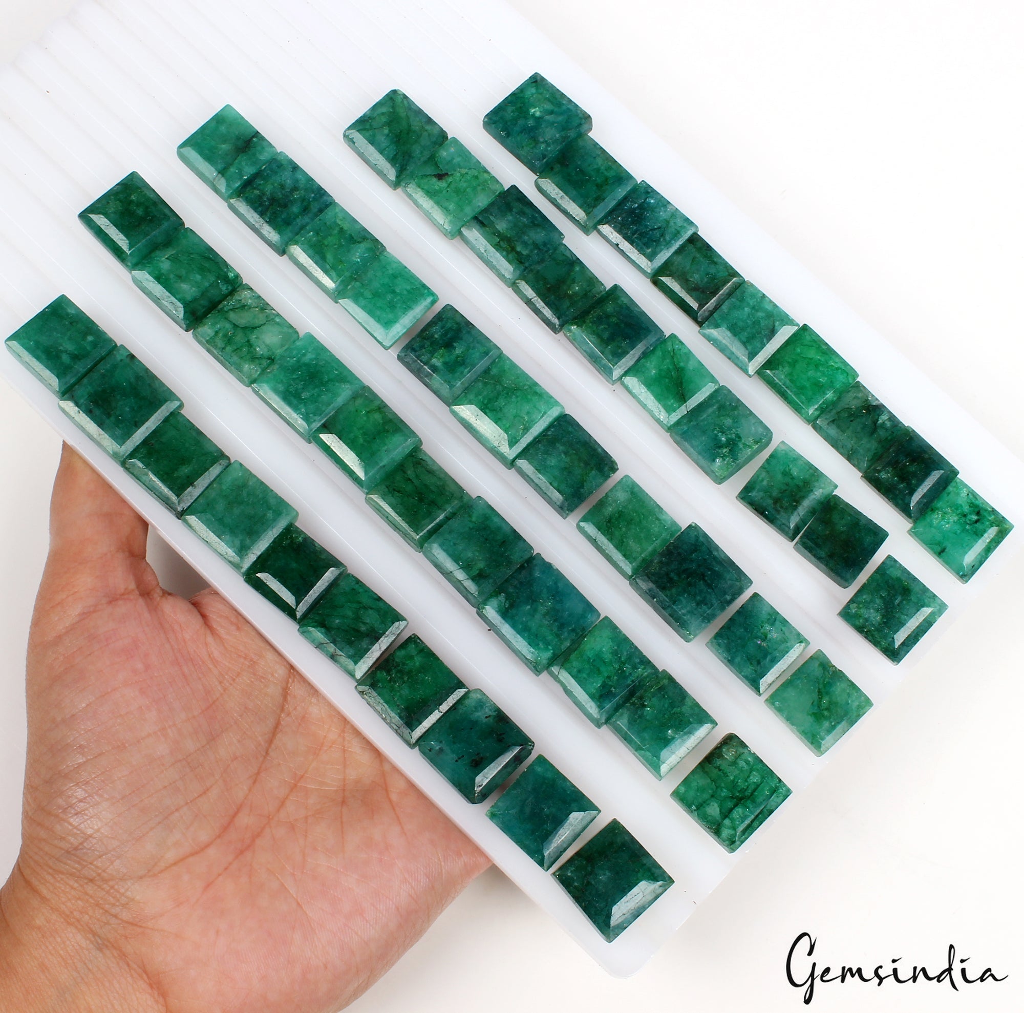 940 Ct/51 Pcs Natural Brazilian Green Emerald Mixed Size Baguette Cut Loose Gems