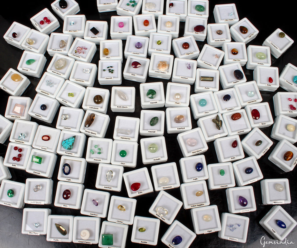 139 Pcs Estate Genuine Semi Precious Loose Mix Cut Multi Gems 100 Box Collection
