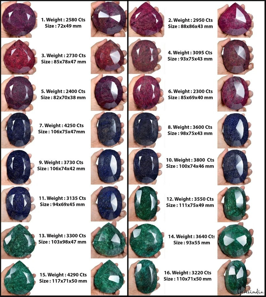 10 Kg Natural Ruby Emerald Sapphire Mix Cut Museum Size Loose Gemstones 72-111mm