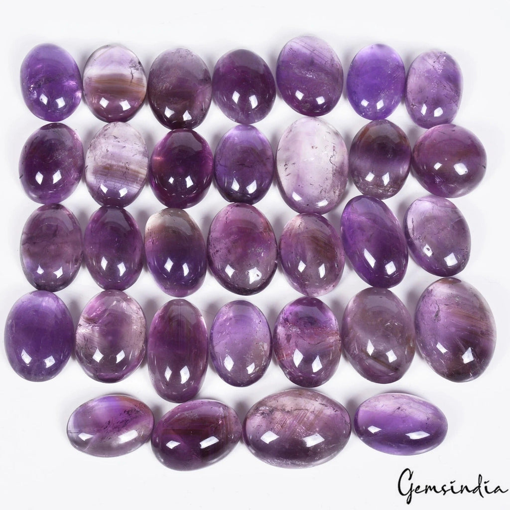Natural Amethyst Oval Shape Loose Cabochon 24-30mm Gemstone Wholesale Lot~1200Ct