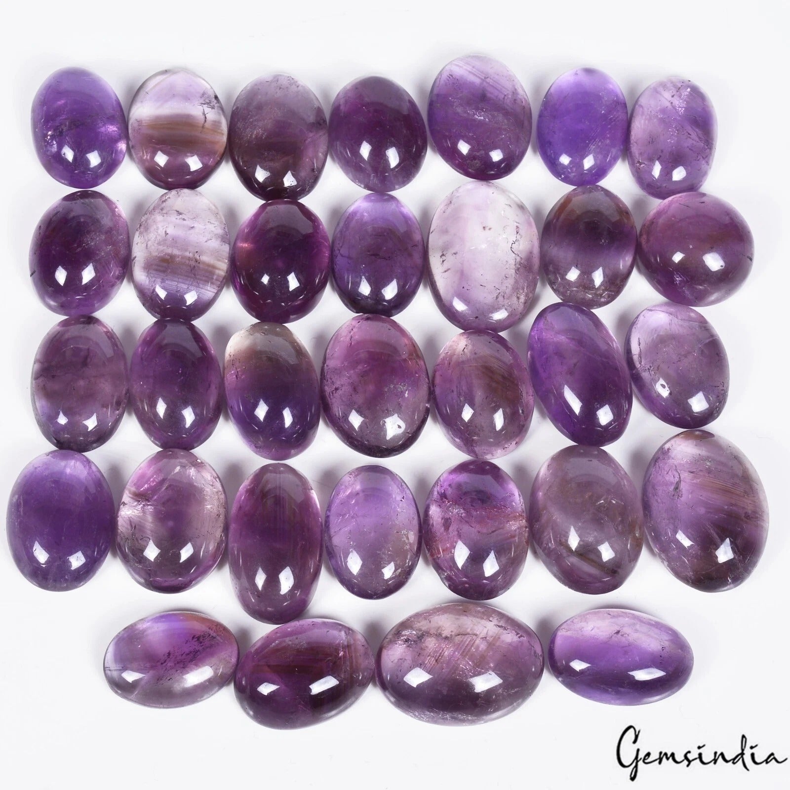 Amethyst Lot, Cabochon, Untreated — 32 Pieces, 24mm to 30mm, 1200 Ct, Madagascar