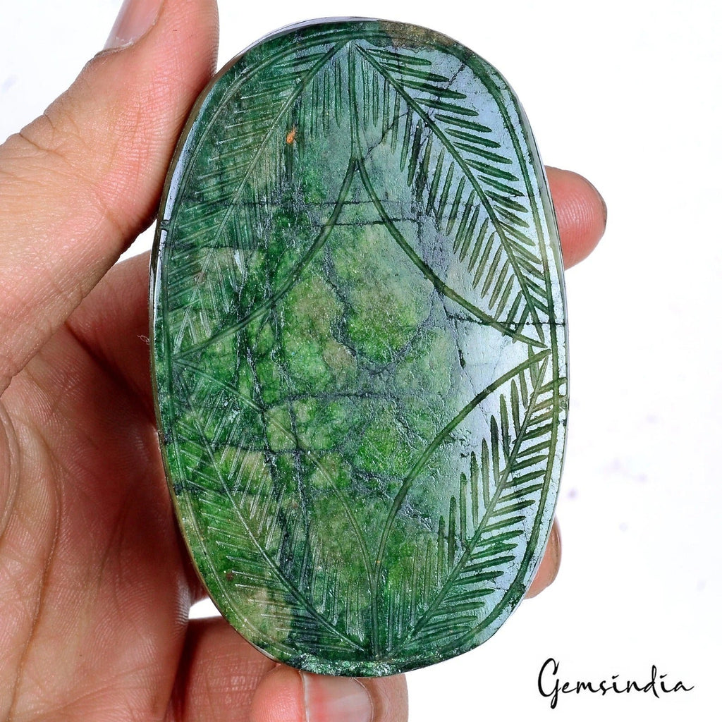 1250 Cts Natural Brazilian Green Emerald Oval Both Side Hand Carving Huge Gem