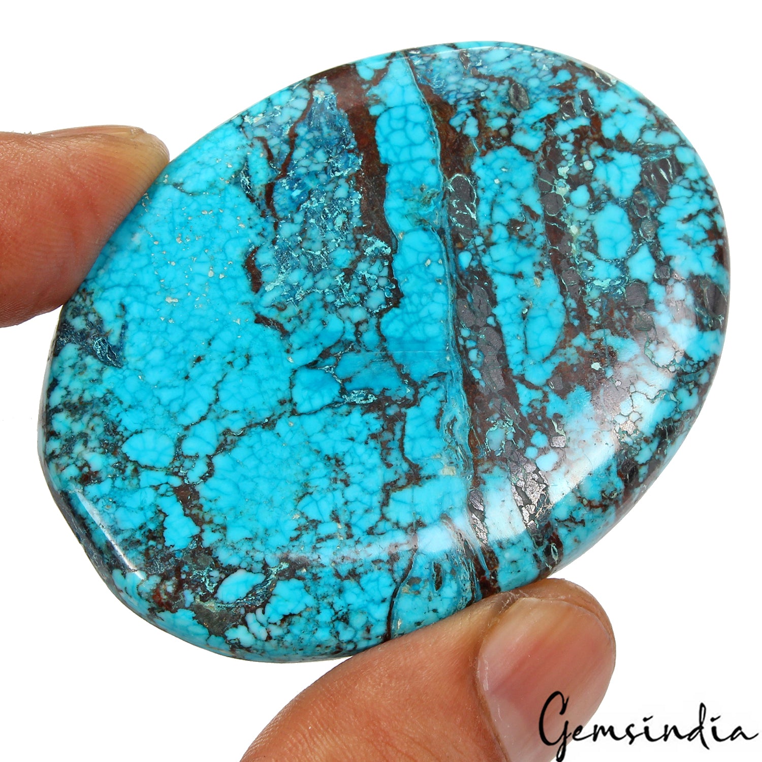 Turquoise Cabochon, Color Enhanced, Blue — 63 x 48 x 6mm, 190 Ct