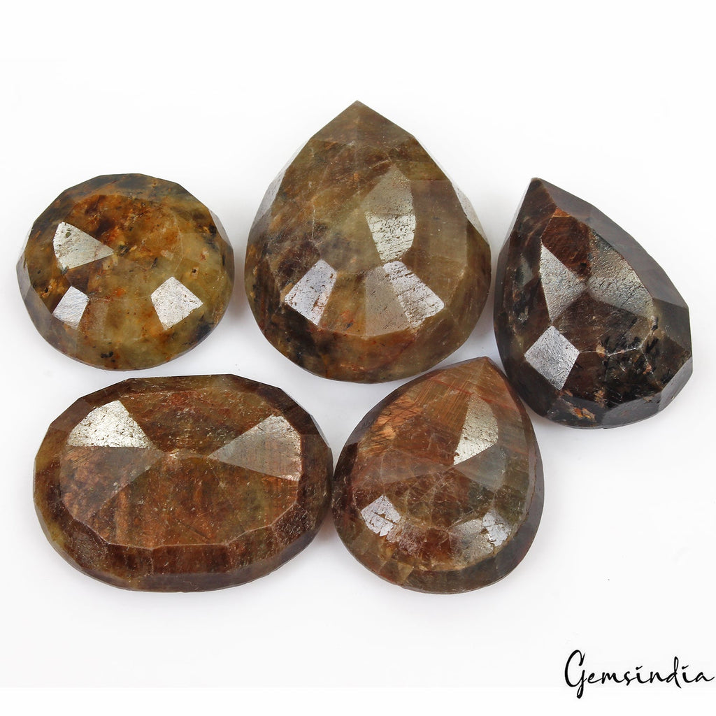 650 Cts/5 Pcs Natural Untreated Bi Color Sapphire Mixed Cut Loose Wholesale Gems