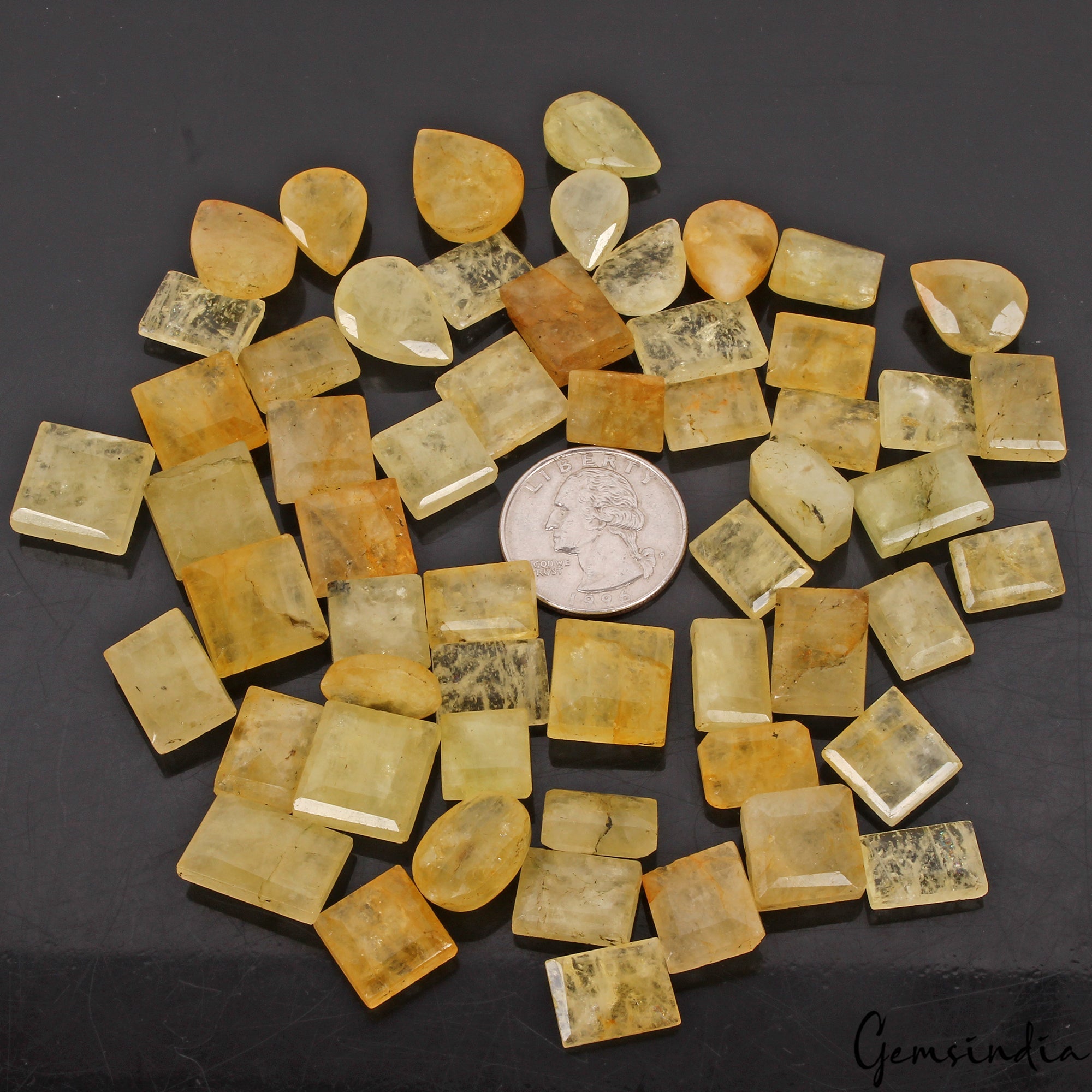 550 Cts/56 Pcs Natural Untreated Yellow Beryl /Heliodor Mix Cut Loose Gems Lot
