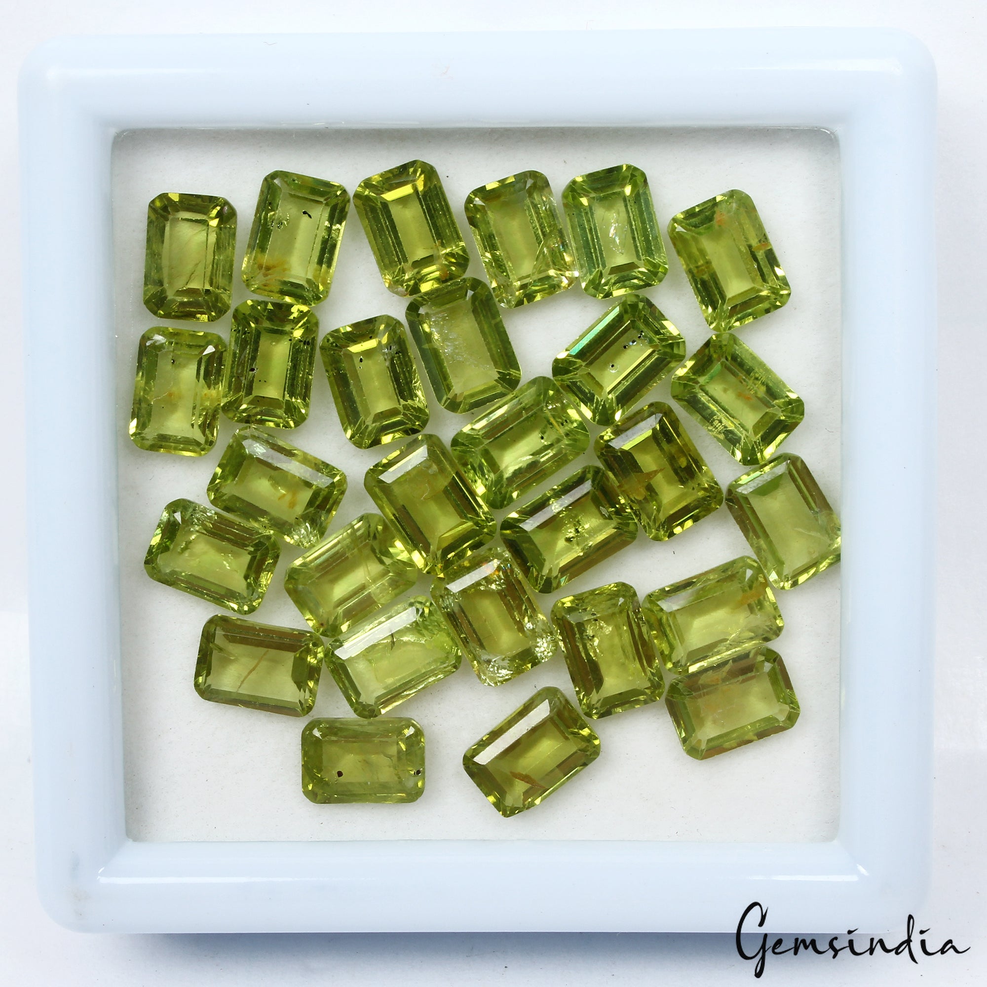 28 Pcs VVS Natural Peridot Untreated 7x5mm Octagon Cut Finest Green Gemstones