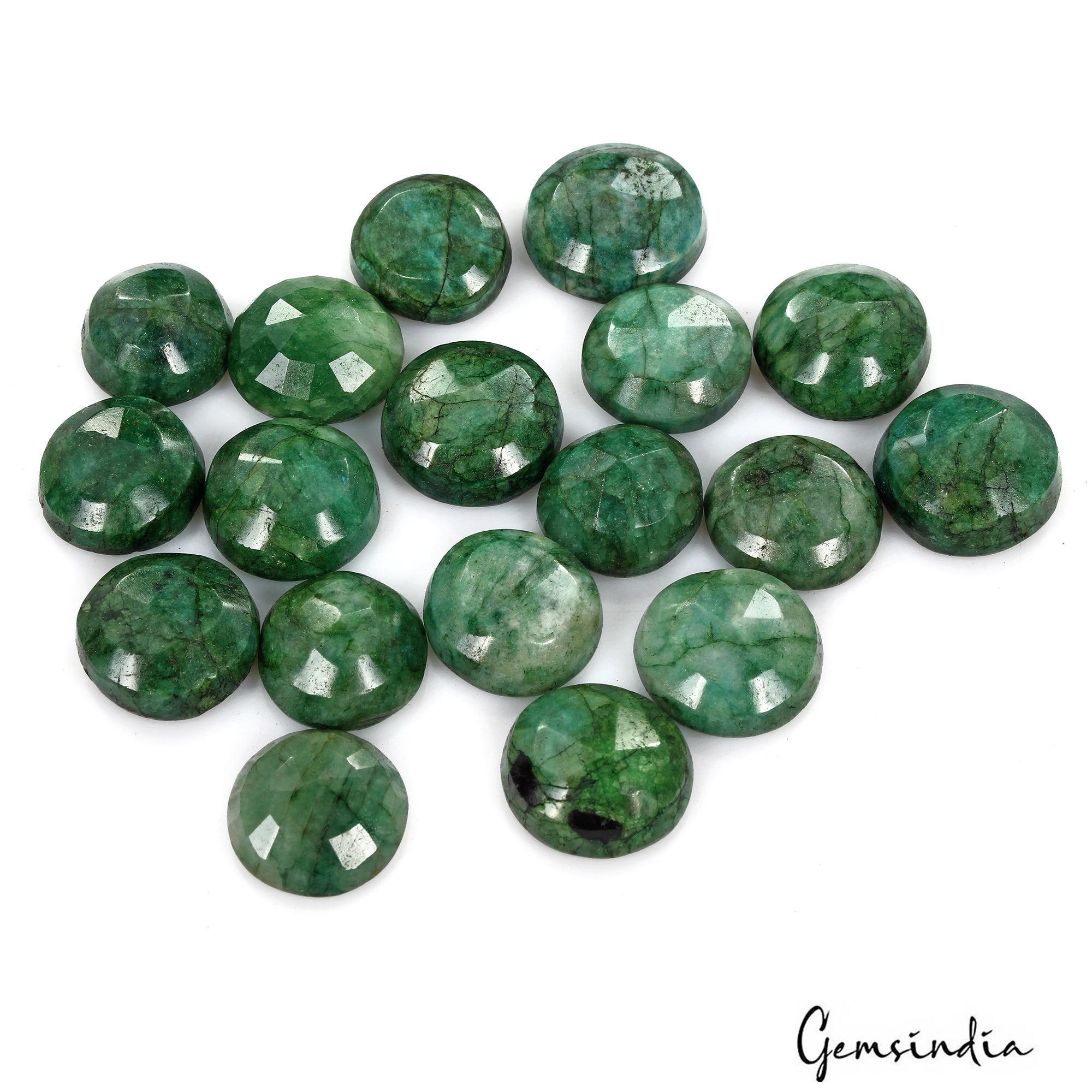 350 Ct/ 18 Pcs Natural AAA Emerald Round Faceted Loose Wholesale Gemstone Lot
