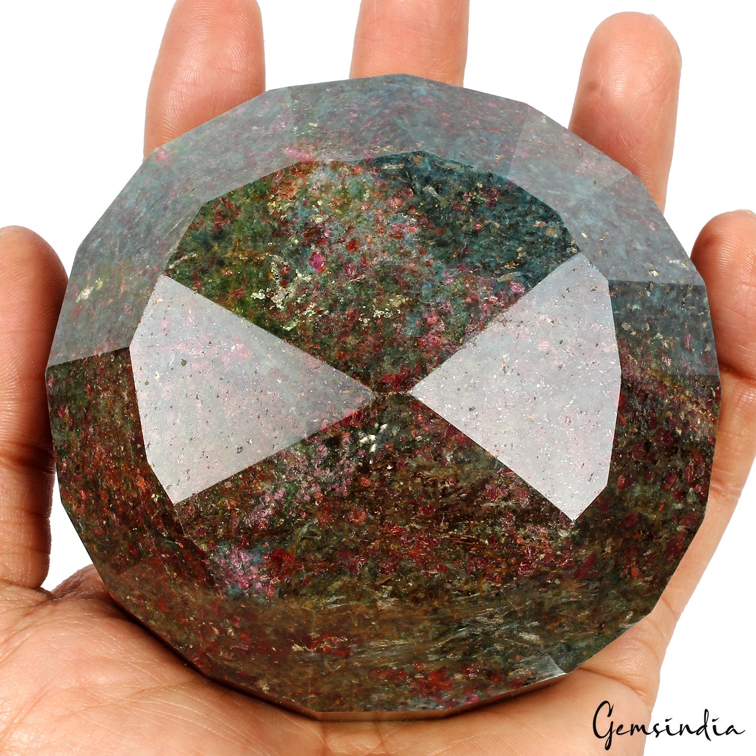 Large 4300Ct Natural Untreated Ruby Fuchsite Matrix Oval Cut Madagascar Gemstone