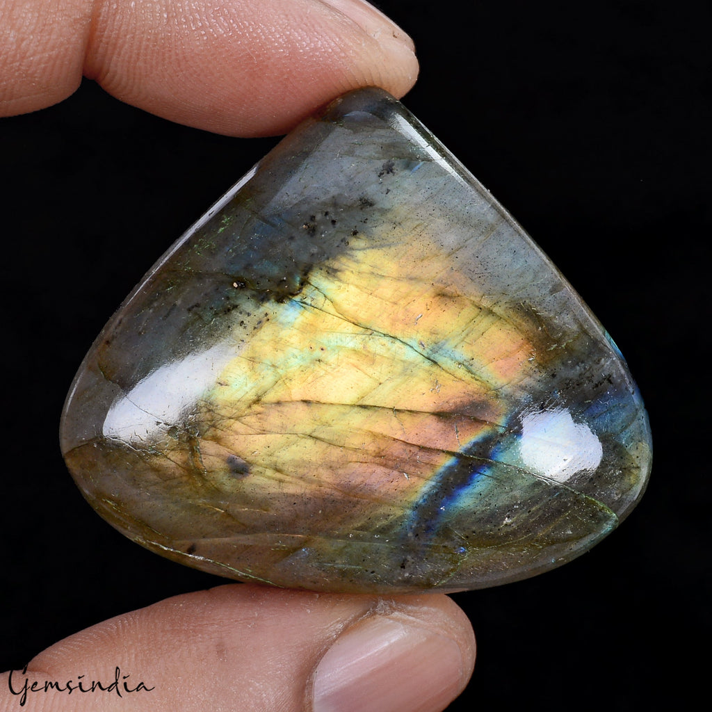 156 Ct Natural Untreated Golden Blue Shine Labradorite Pear Cab Gem For pendant
