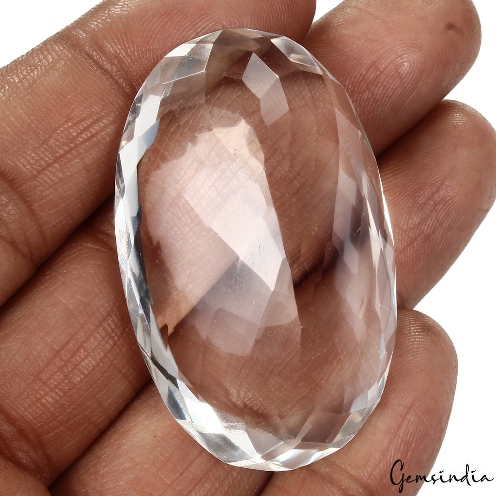 White Quartz Loose Gemstone, Oval Cut — 49x30x17 mm, 151.30 Ct, Madagascar