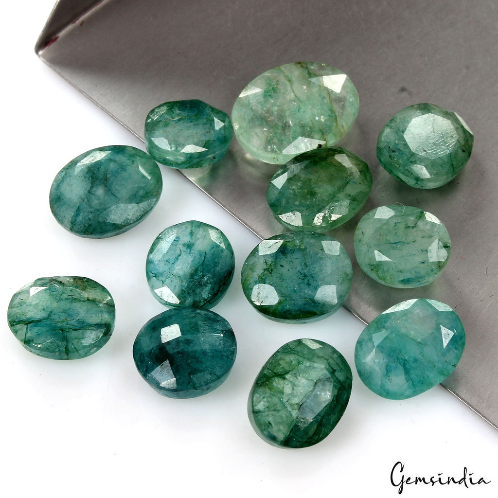 100% Natural Green Blue Colombian Emerald Mix Cut Loose Gemstones 74.80 Ct 12 P
