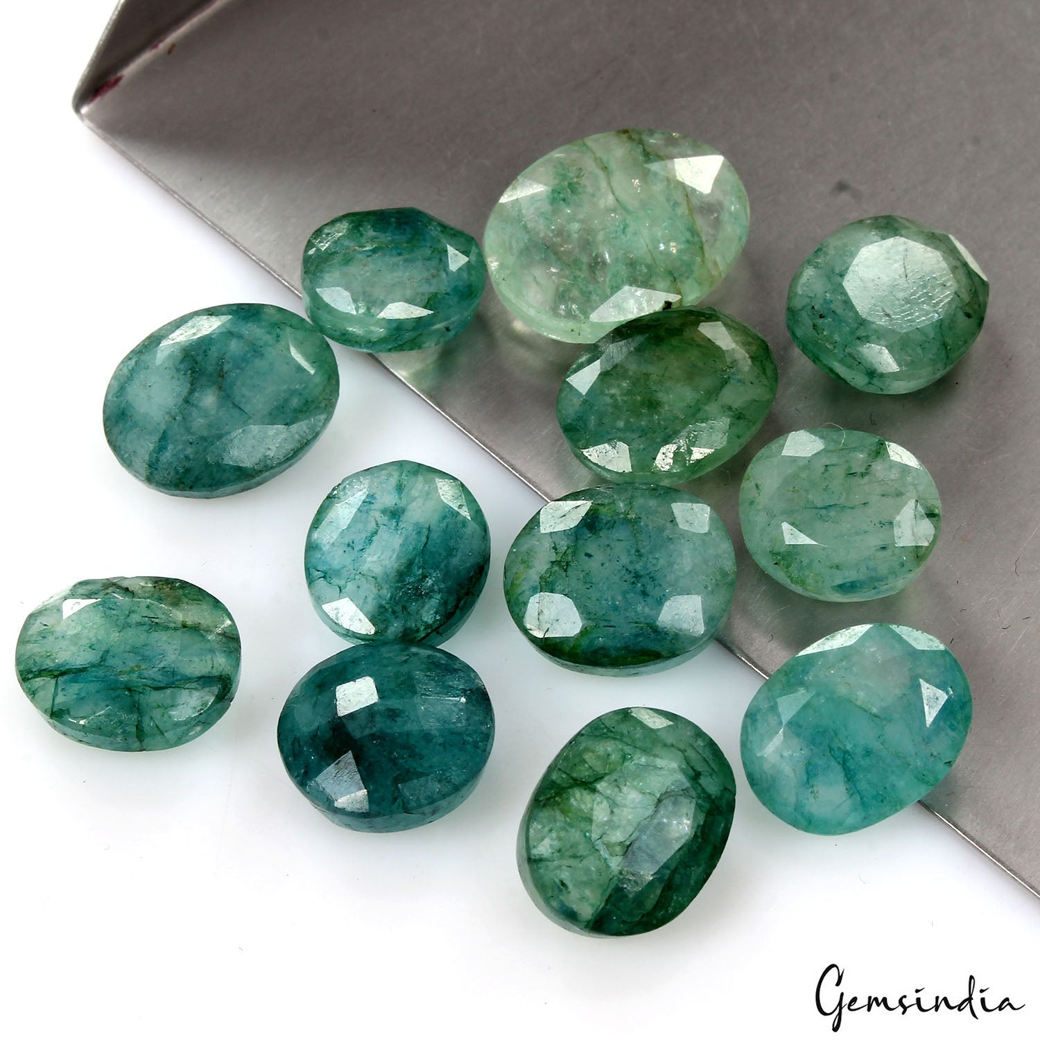 100% Natural Green Blue Colombian Emerald Mix Cut Loose Gemstones 74.80 Ct 12 P