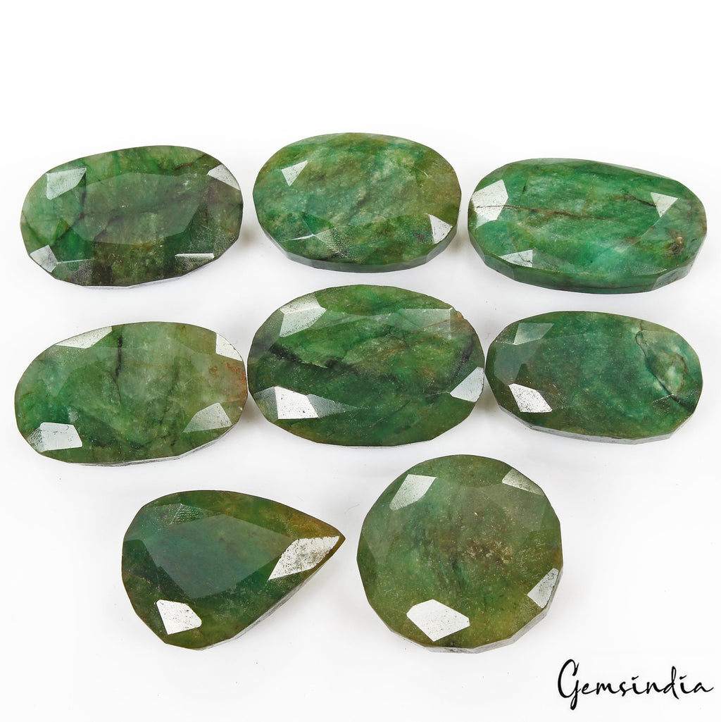 1480 Ct/8 Pcs Natural Brazilian Bottle Green Emerald Mix Cut Loose Huge Gems Lot