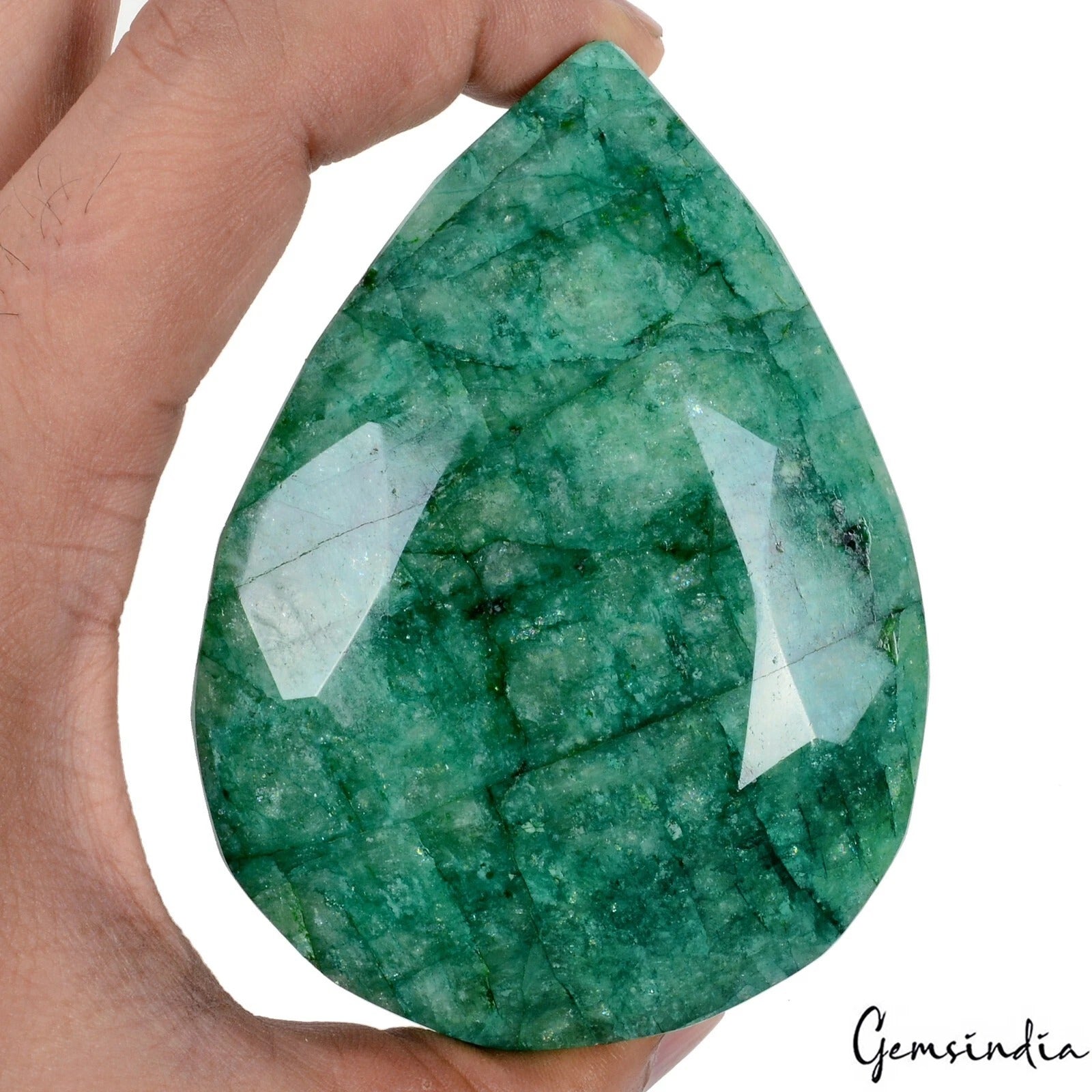 Emerald Loose Gemstone, Color Enhanced, Green — 95x69x40mm, 1950 Ct, Brazil