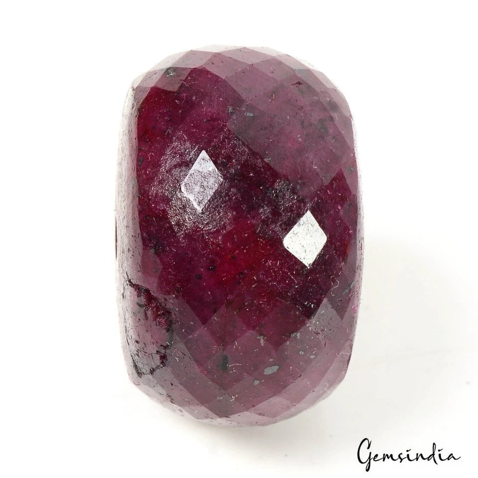 280 Cts Natural African Red Ruby Round Checker Cut Drilled Bead Huge Loose Gems