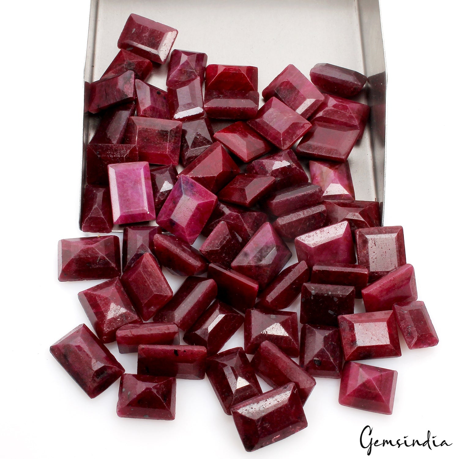560 Ct/58 Pcs Natural Red Ruby Baguette Cut Loose Ring Size Gemstones Lot