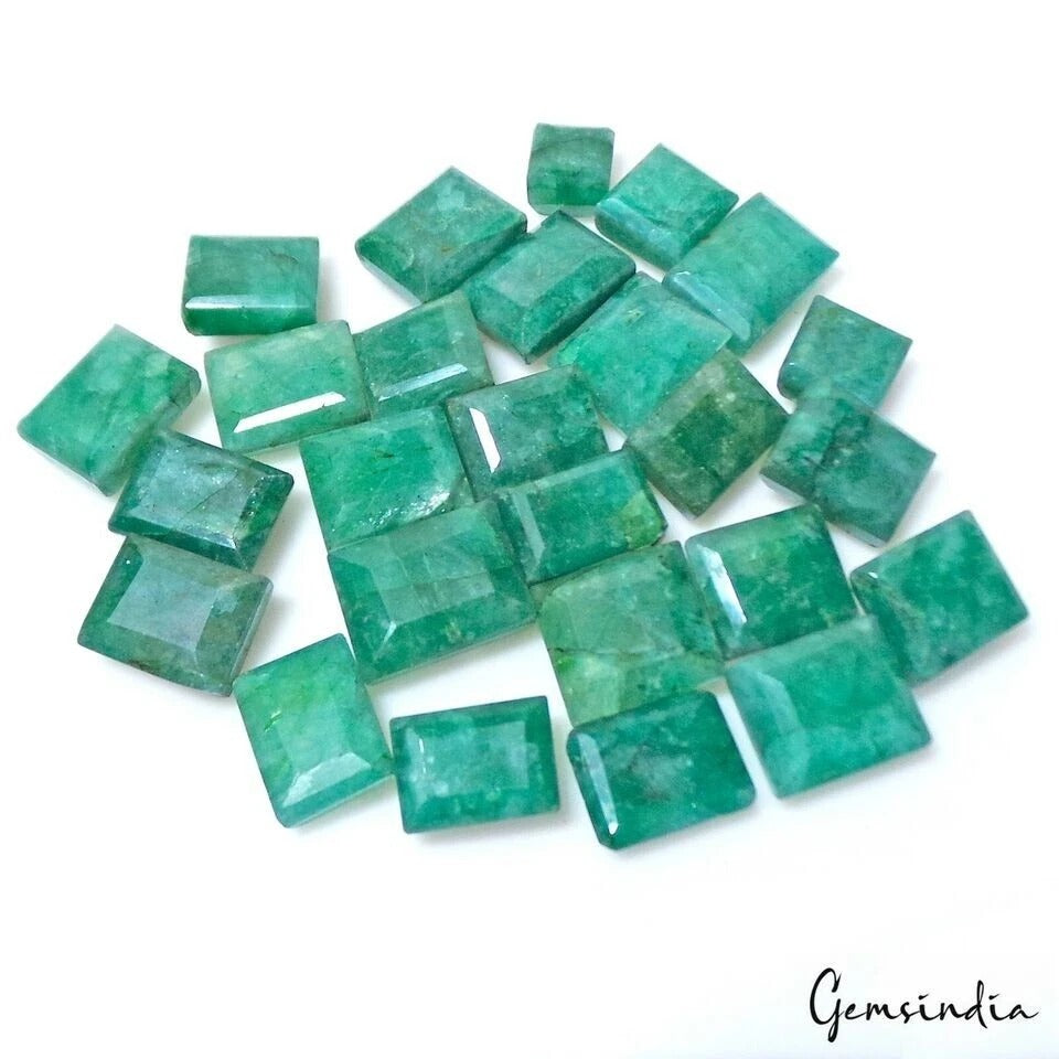 415 Ct/26 Pcs Natural Blue Green Emerald Baguette Cut Loose Gems Lot For Jewelry