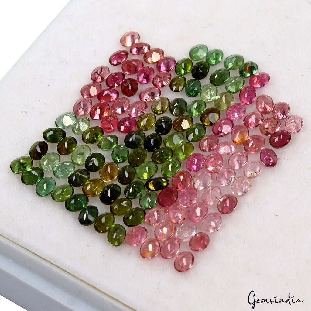 116 Pcs Natural Multi Color Tourmaline Oval Cut 4x3mm - 22.80 Cts Loose Gemstone