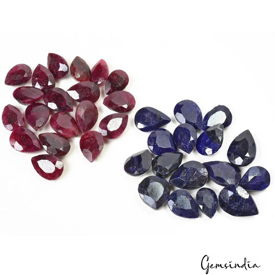 227.30 Ct/13-16mm Natural Ruby Sapphire Pear Cut Loose Madagascar Ring Size Gems