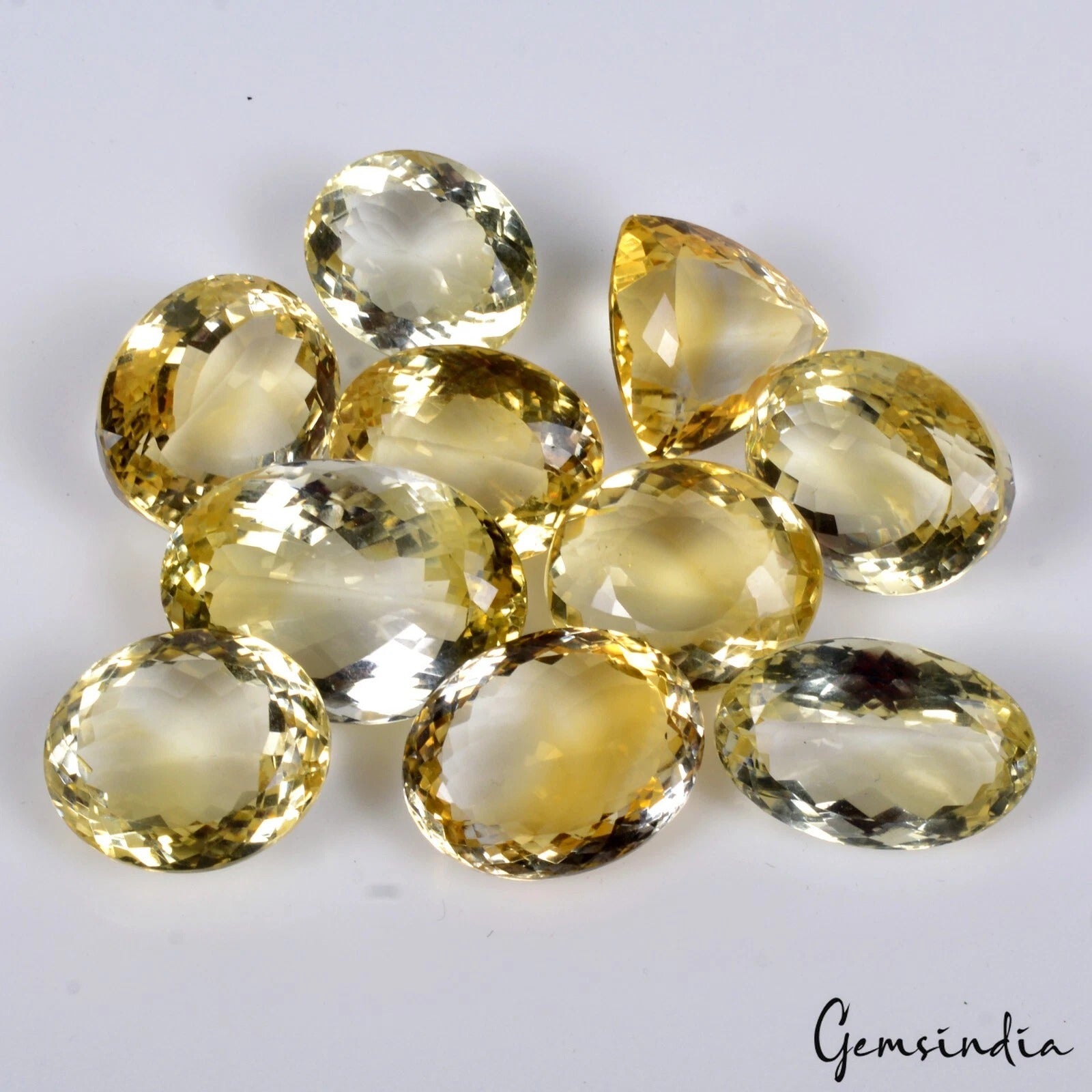 Citrine Lot, Loose Gemstone, Oval Trillion Cut, Untreated — 10 Pieces, 17mm to 25mm, 236.45 Ct, Brazil