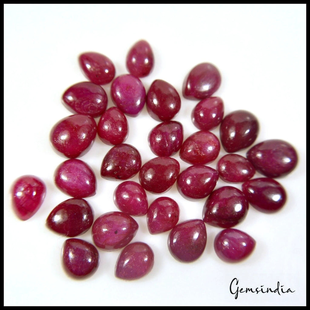 Ruby Lot, Cabochon, Color Enhanced, Red — 29 Pieces, 08mm to 11mm, 100.00 Ct