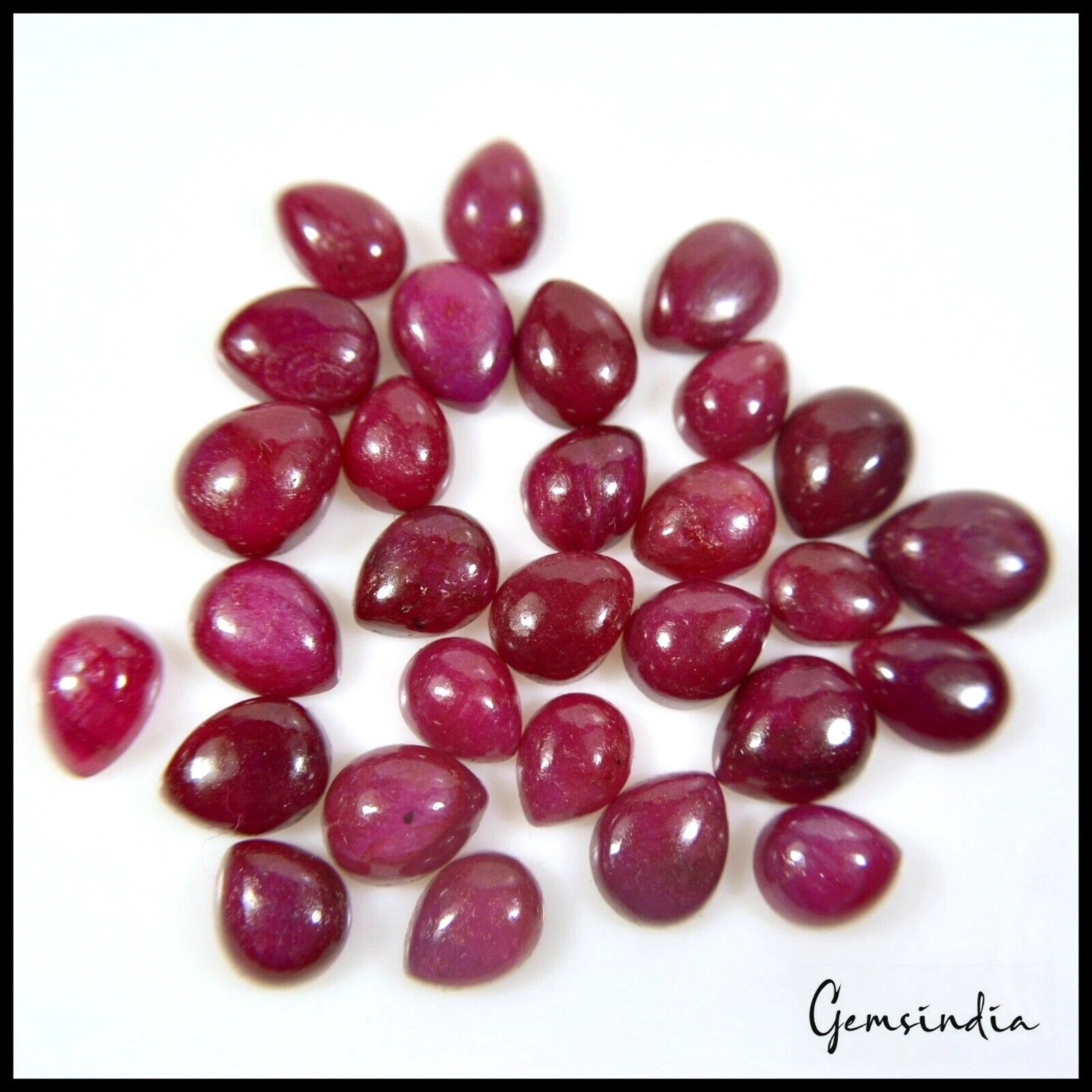 Ruby Lot, Cabochon, Color Enhanced, Red — 29 Pieces, 08mm to 11mm, 100.00 Ct