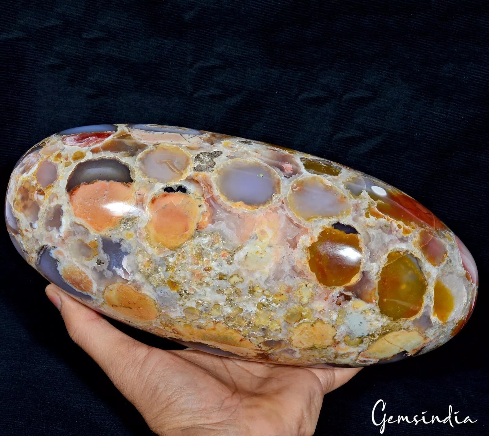 Best Quality 5.4Kg Leopard Skin Jasper Handmade Huge Oval Cab Healing Gem Lingam