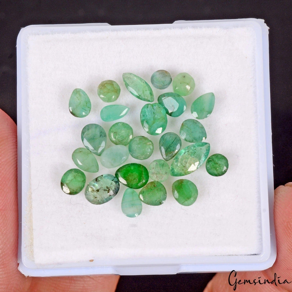 6.50 Ct/25 Pcs Natural Untreated Colombian Green Emerald Mix Cut Loose Gems Lot