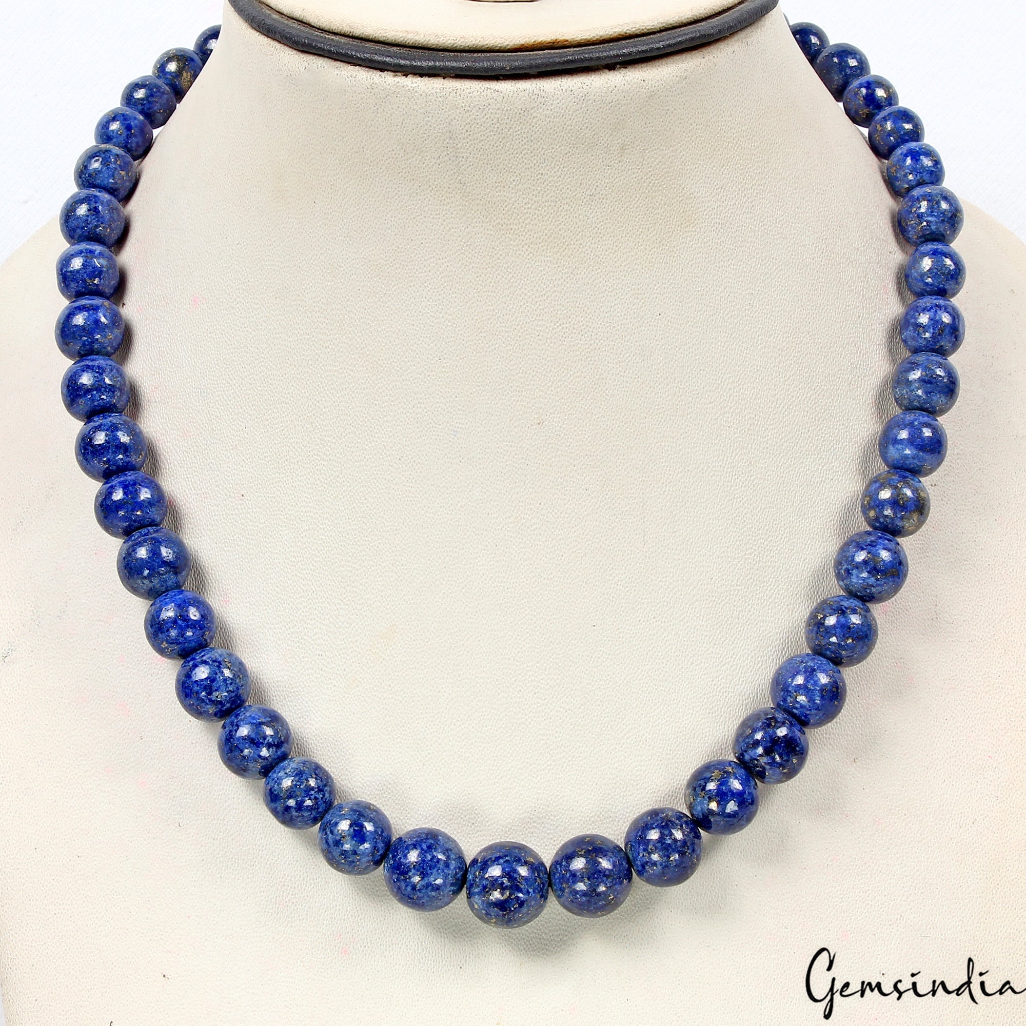 380 Ct Natural Intense Blue cabochon Lapis Lazuli Round Beads 18" Strand 6-12mm
