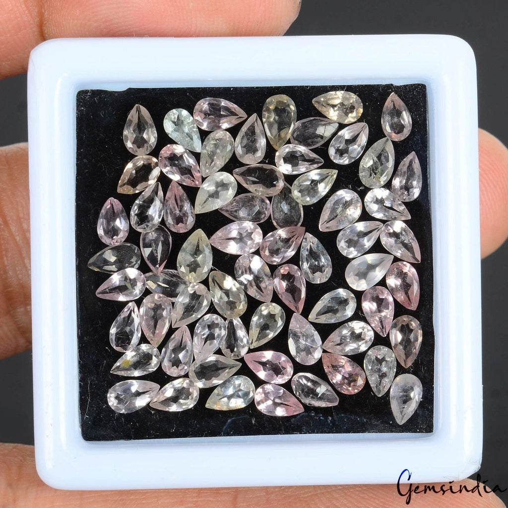 Natural AAA Pink Tourmaline Pear Cut 5x3mm Loose Rubellite Gemstones~63 Pcs Lot