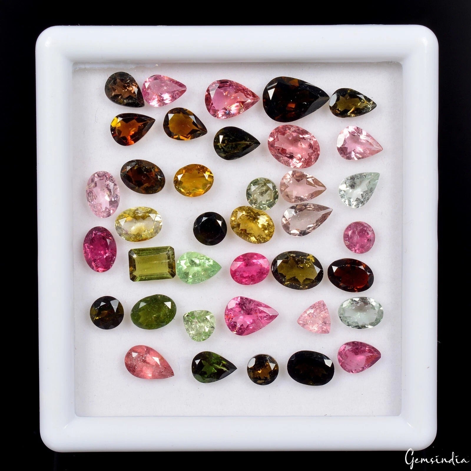 35 Pcs Natural Multi Color Tourmaline Mix Cut 4-9mm - 25.40 Cts Certified Gems