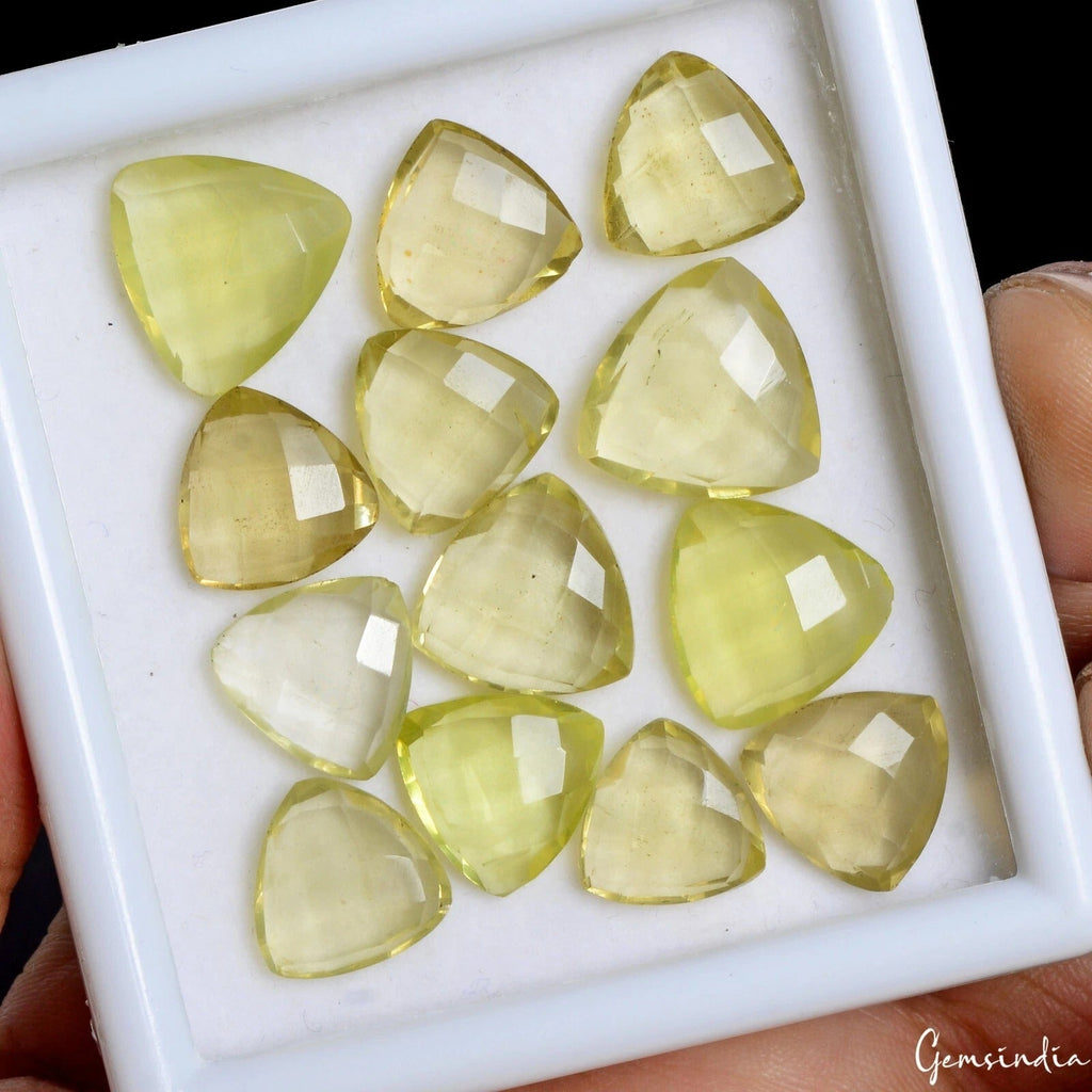 57.50 Cts Natural Lemon Citrine Quartz 10-13mm Loose Trillion checker Cut  Gems