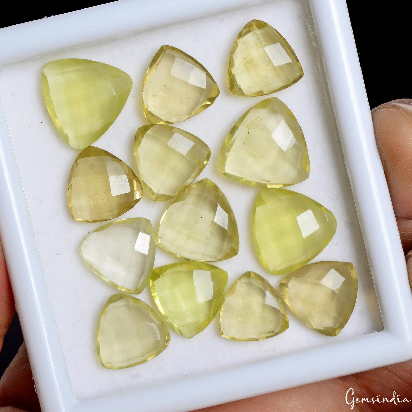 57.50 Cts Natural Lemon Citrine Quartz 10-13mm Loose Trillion checker Cut  Gems