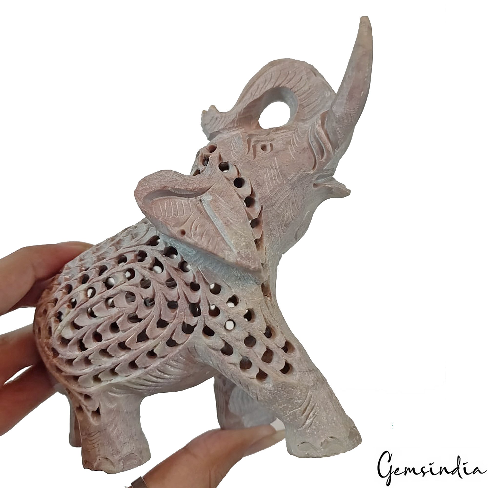 Soapstone Elephant Figurine — 130x122x64mm, 1670 Ct