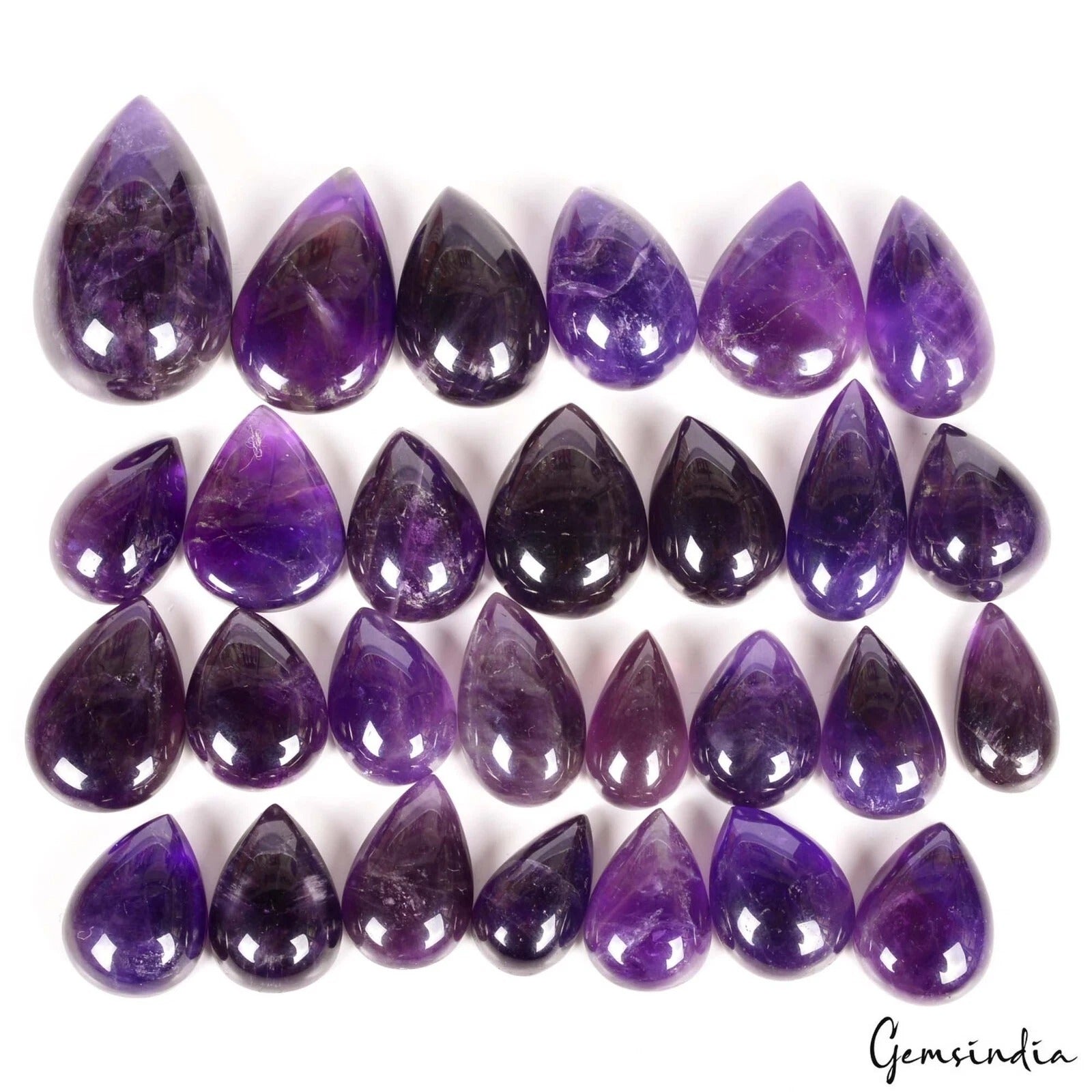 Amethyst Lot, Cabochon, Untreated, Purple — 28 Pieces, 19mm to 34mm, 550 Ct, Madagascar