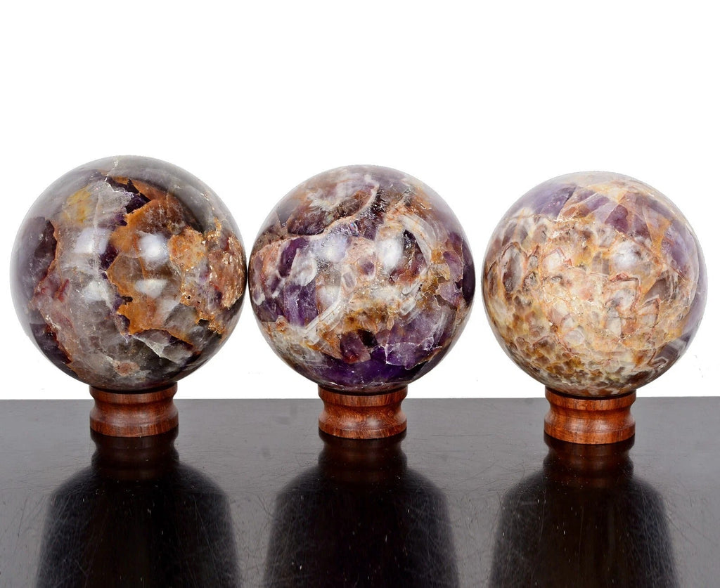 1.35Kg/3 Pcs Natural Untreated Amethyst Crystal Healing Minerals Huge Gem Sphere