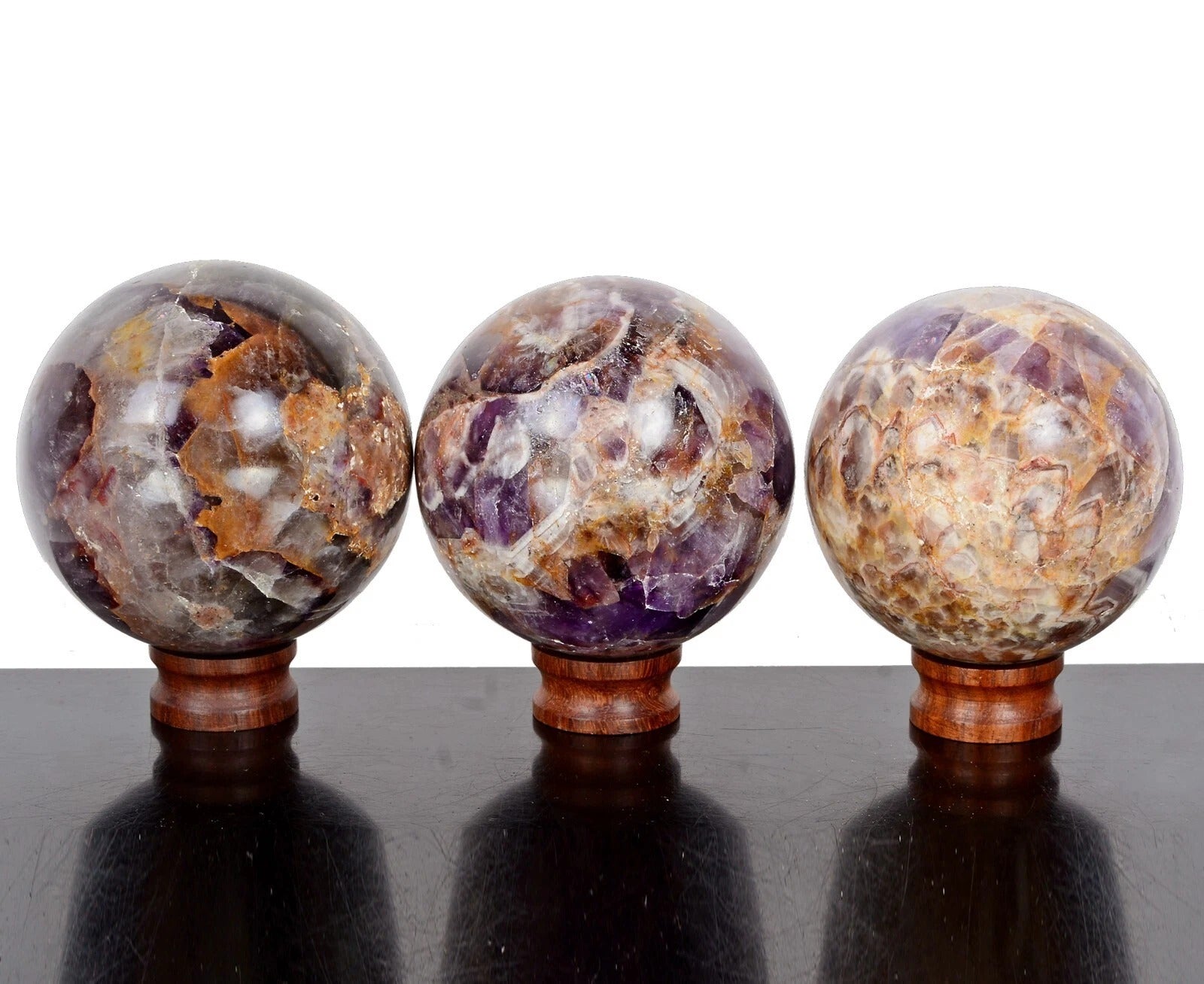 1.35Kg/3 Pcs Natural Untreated Amethyst Crystal Healing Minerals Huge Gem Sphere