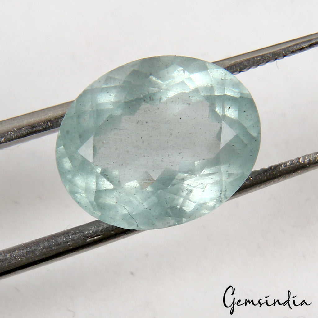 Aquamarine Loose Gemstone, Oval Faceted Cut, Untreated — 13x10x7 mm, 5.80 Ct, Brazil