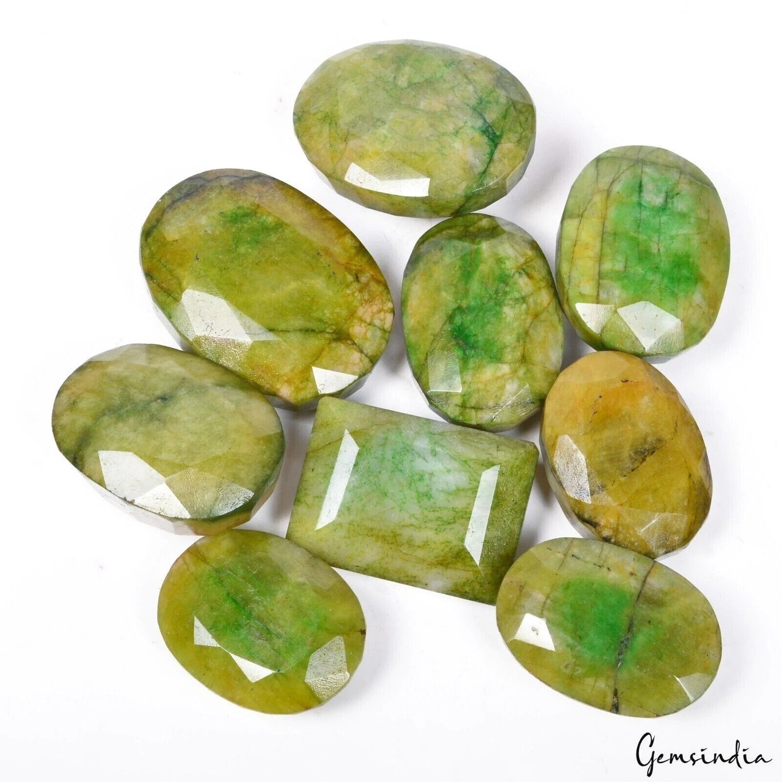 2650 Ct/9 Pcs Natural Brazilian Green Emerald Mixed Cut Loose Gems Wholesale Lot